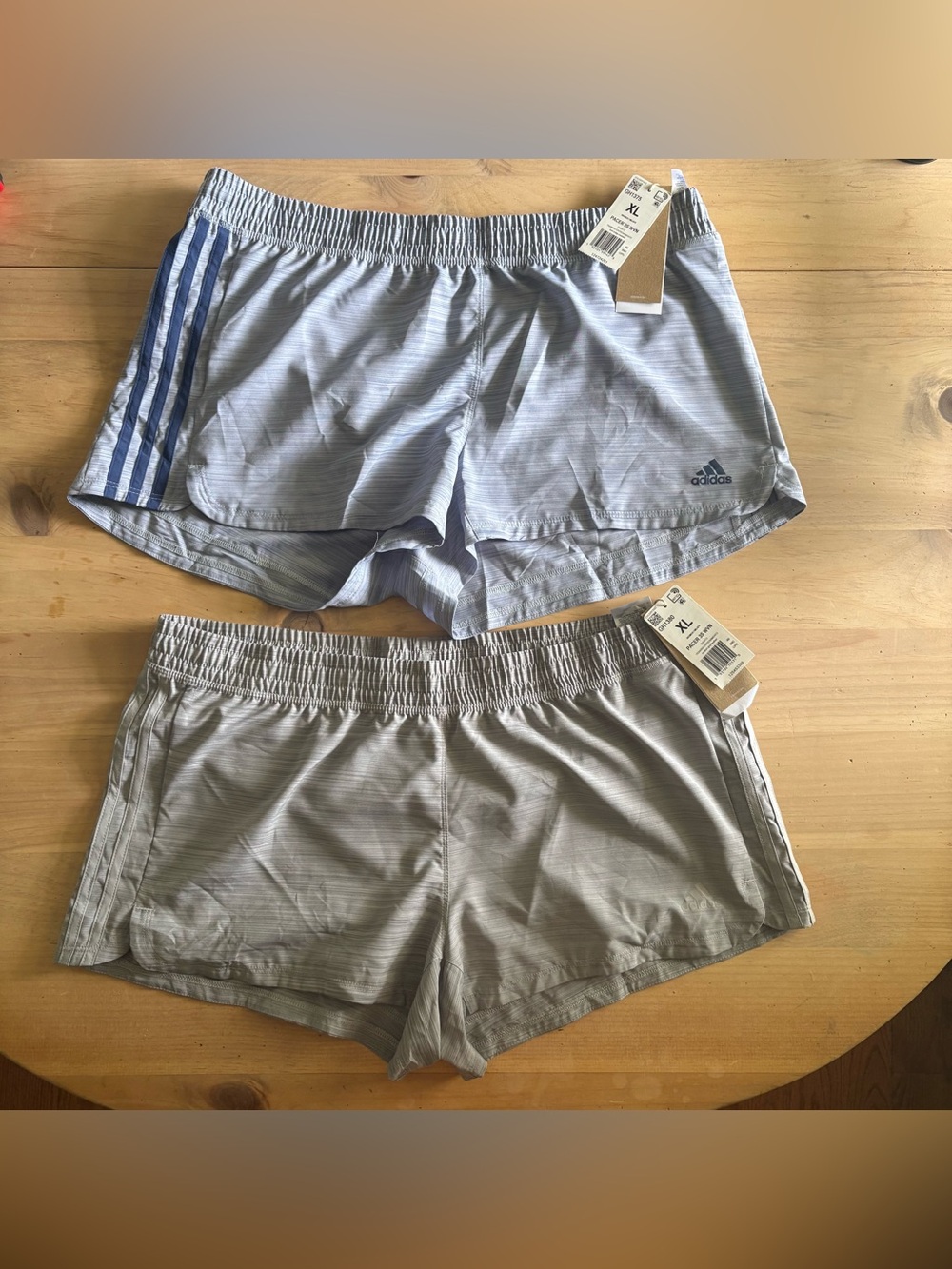 Brand new adidas Women's Gray Striped Training Shorts with Logo Tag XL